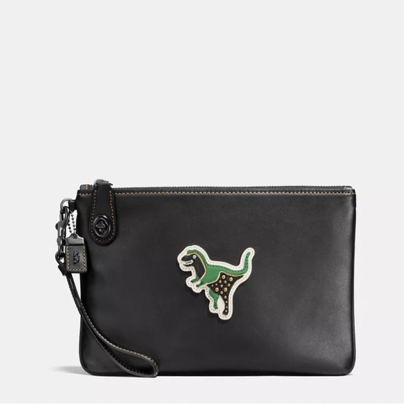 COACH Turnlock Wristlet 26 w/ Studded Rexy Varsity Patch - Picture 1 of 12